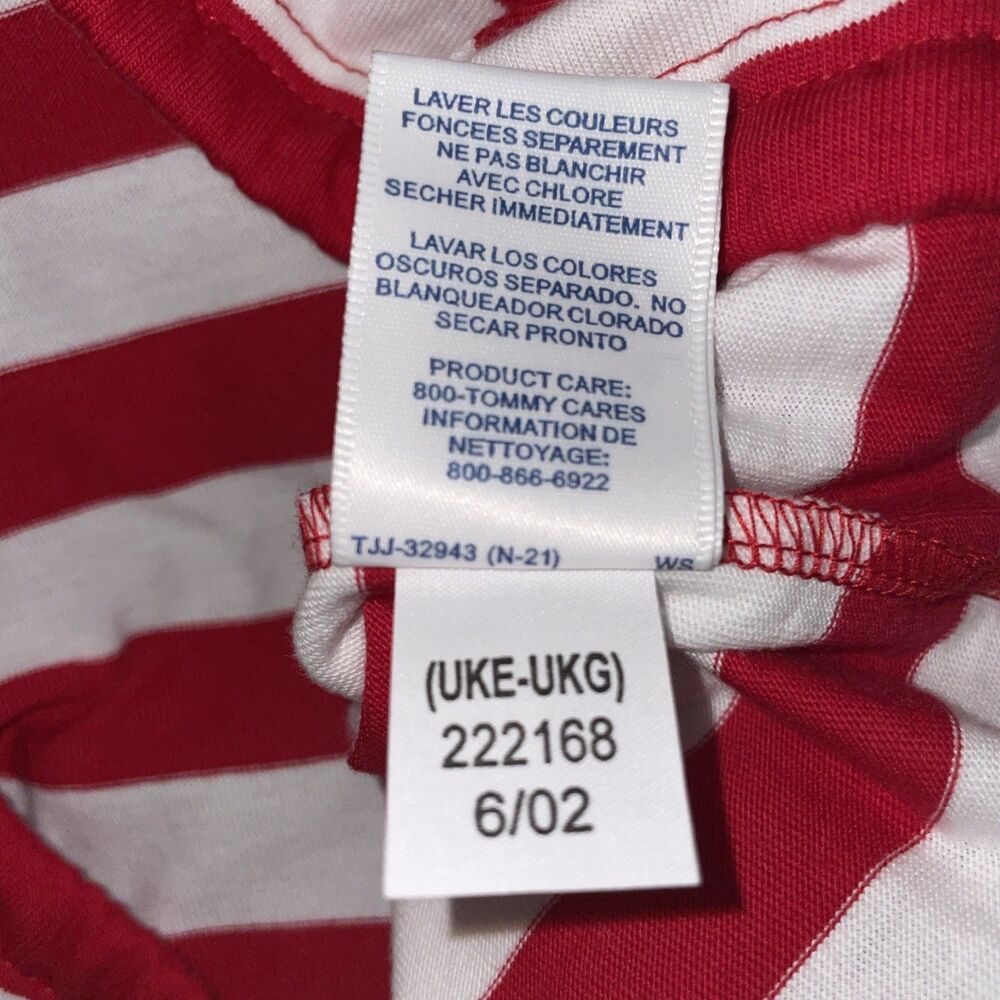 Tommy Hilfiger Red & White Striped V-Neck Hoodie Top - Picture 13 of 13